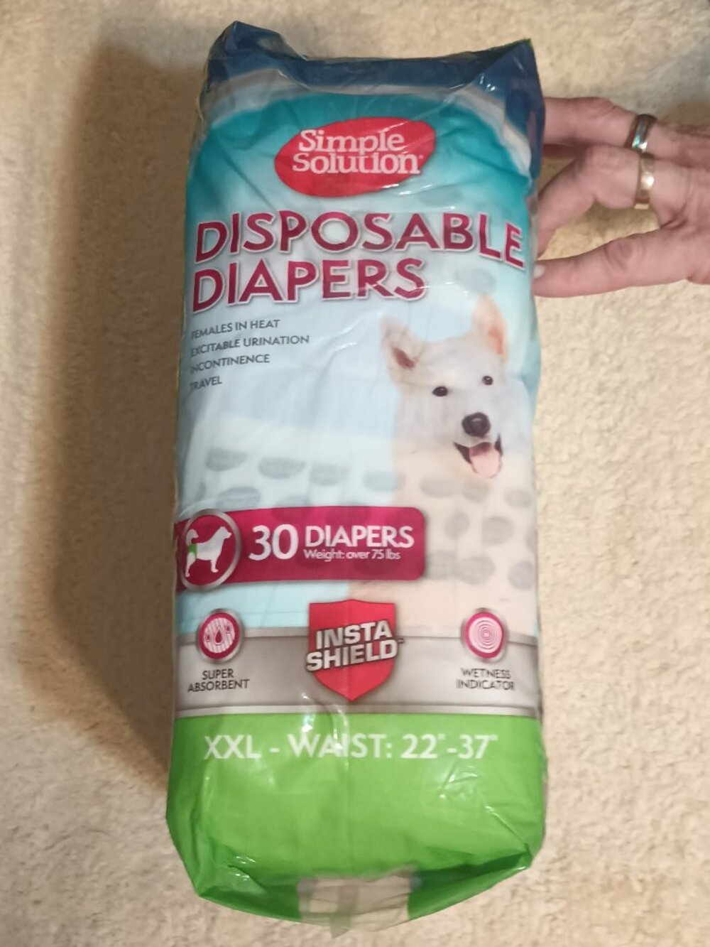 *NIP* Simple Solution Disposable Female Dog Diapers, XXL 22"- 37" waist, 30 Ct. - Picture 8 of 11